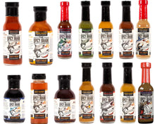 Load image into Gallery viewer, Picture of all 14 The Spicy Shark Hot Sauce Bottles