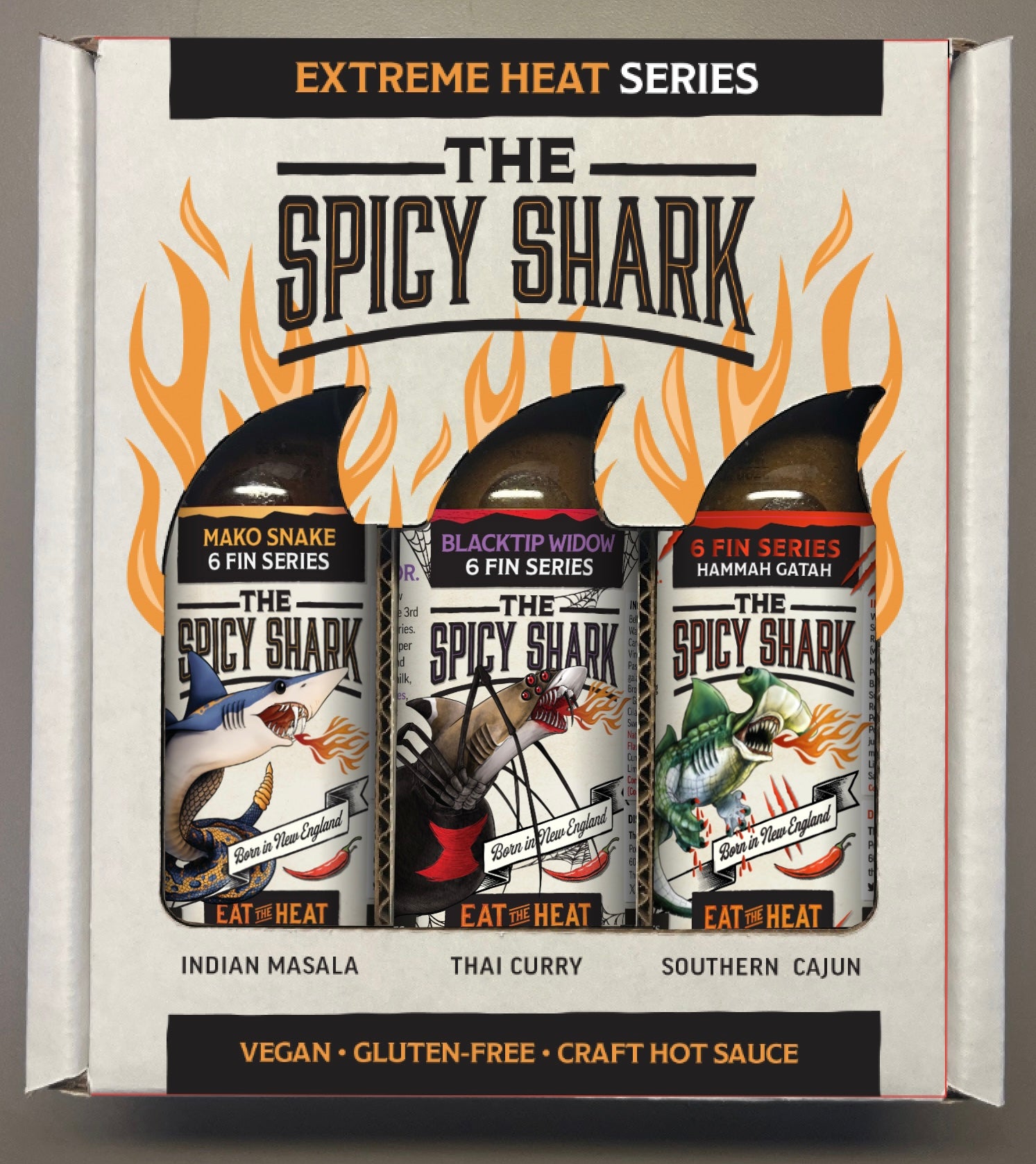 Extreme Heat 6-Fin Collection Hot Sauce Gift Box – The Spicy Shark